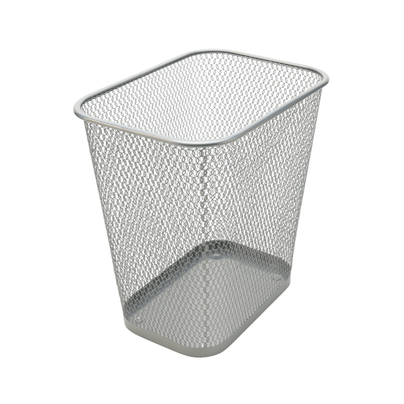 1042 - Square Waste Bin Silver
