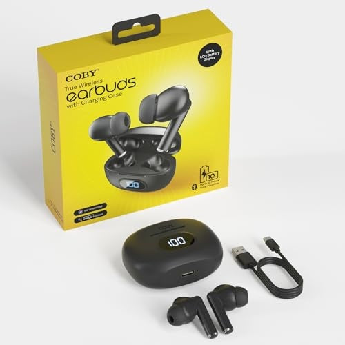 COBY-CETW526BK - Coby True Wireless Earbuds w LCD Indicator Black