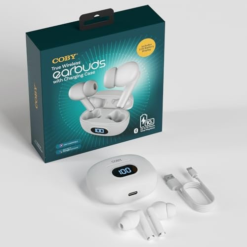 COBY-CETW526WH - Coby True Wireless Earbuds w LCD Indicator White