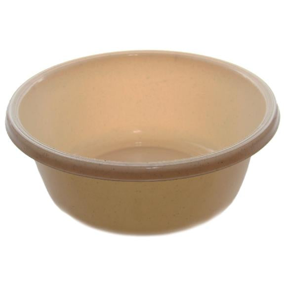 1147 - Round Plastic Wash Basin 9.75in beige w dots