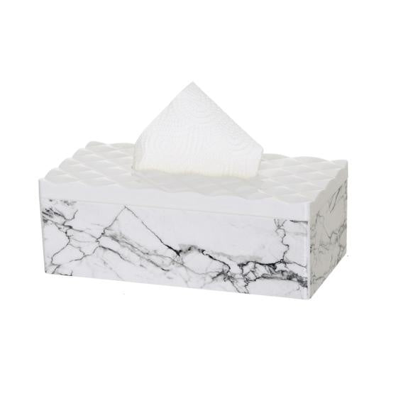 1235 - Tissue Box White W/ Marble Printing 10 x