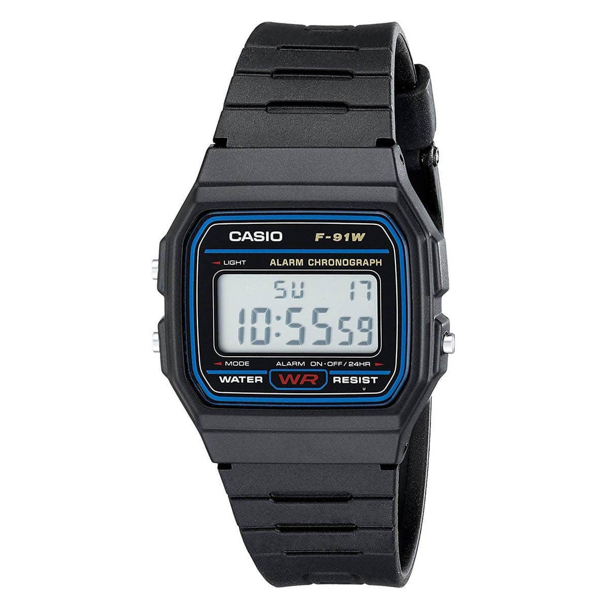 CASF91W-1 - Casio Mens Classic Black Digital Watch Resin Strap