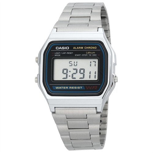 CASA158-W - Casio Digital Watch Silver Stainless Steel Water Resistant , Alarm