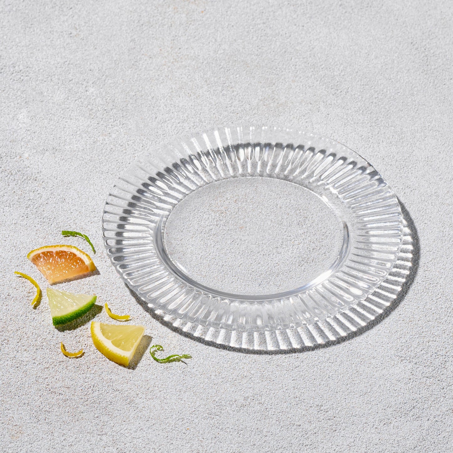VD-0609-CL - Vikko - Decor, Forest, Ribbed Glass Bread and Butter Plate, Clear, 6.5"