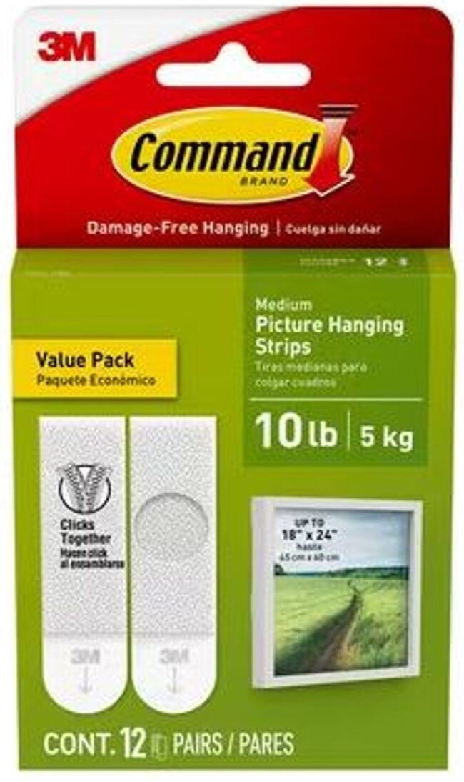 3M-17204-12ES - PICTURE HANG STRIPS – MEDIUM – 12 SETS