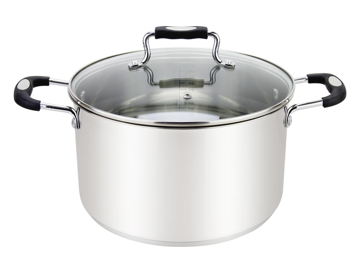 MU-22-6/BK - Millvado-Urban Ss Stock Pot /W Glass Lid Silicone Handles, Black, 6 Qt, 8.6""X5.9""