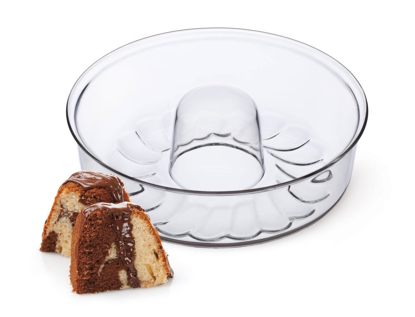 SX-5221 - Simax - Shallow Blown Glass Bundt Pan , 10.25''/2.1 Qt 8.4 Cups