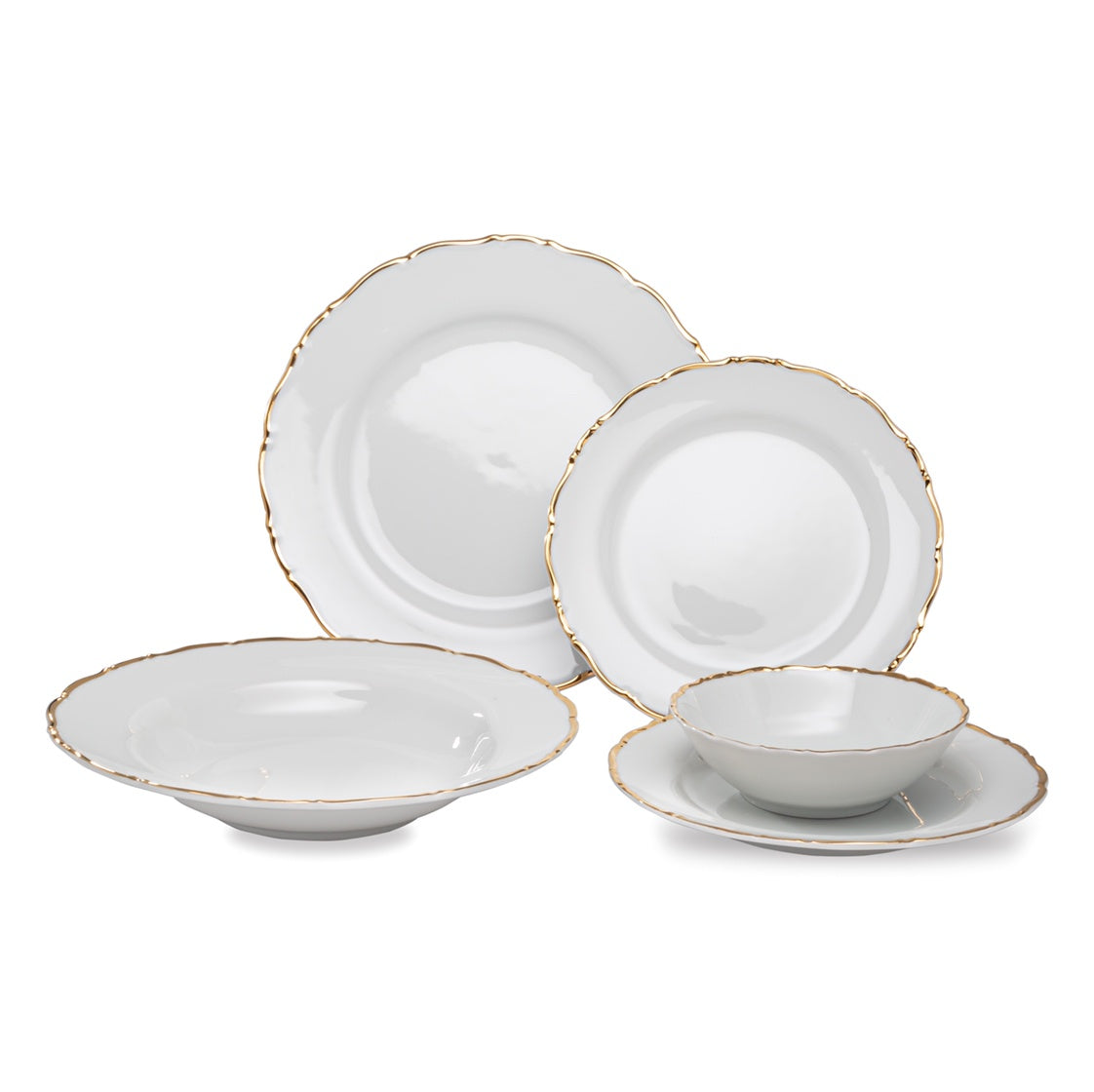 VL-2057-OG - Vikko Luxe - Ophelia Gold, White, 20 Pc Dinnerware Set