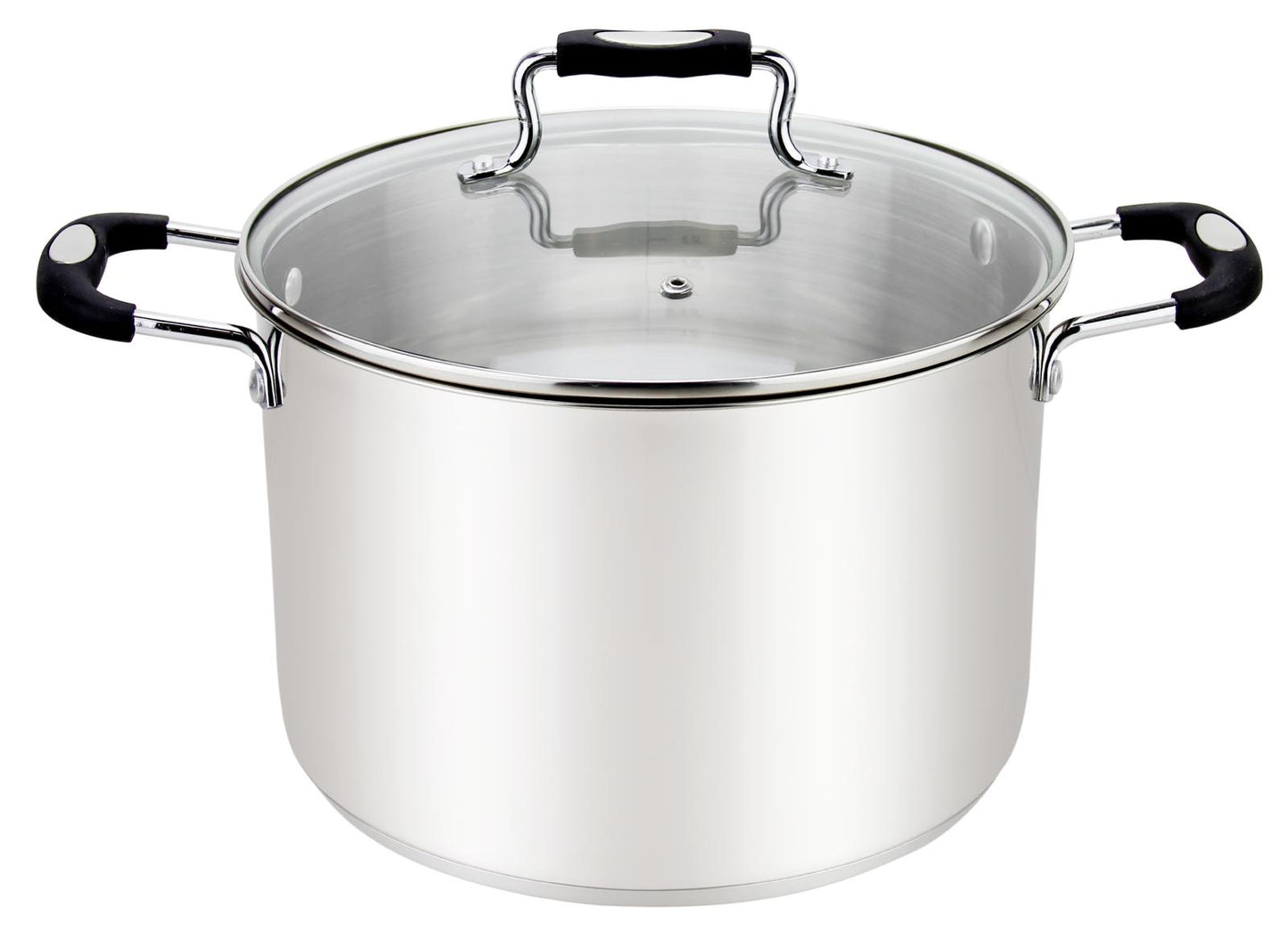 MU-30-17/BK - Millvado-Urban Ss Stock Pot/W Glass Lid Silicone Handles,Black, 17 Qt ,11.8""X9""