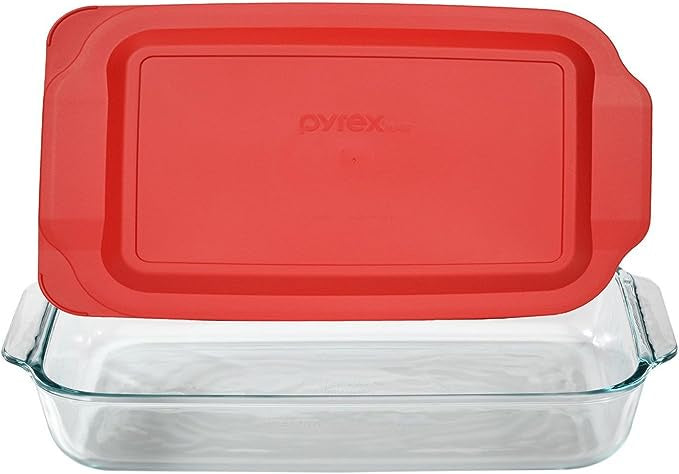 1107108 - Pyrex Basics 3Qt Oblong w Red Lid