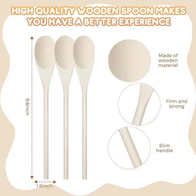 9.8 Inch Oval Wooden Spoon for Cooking, Mixing, Baking