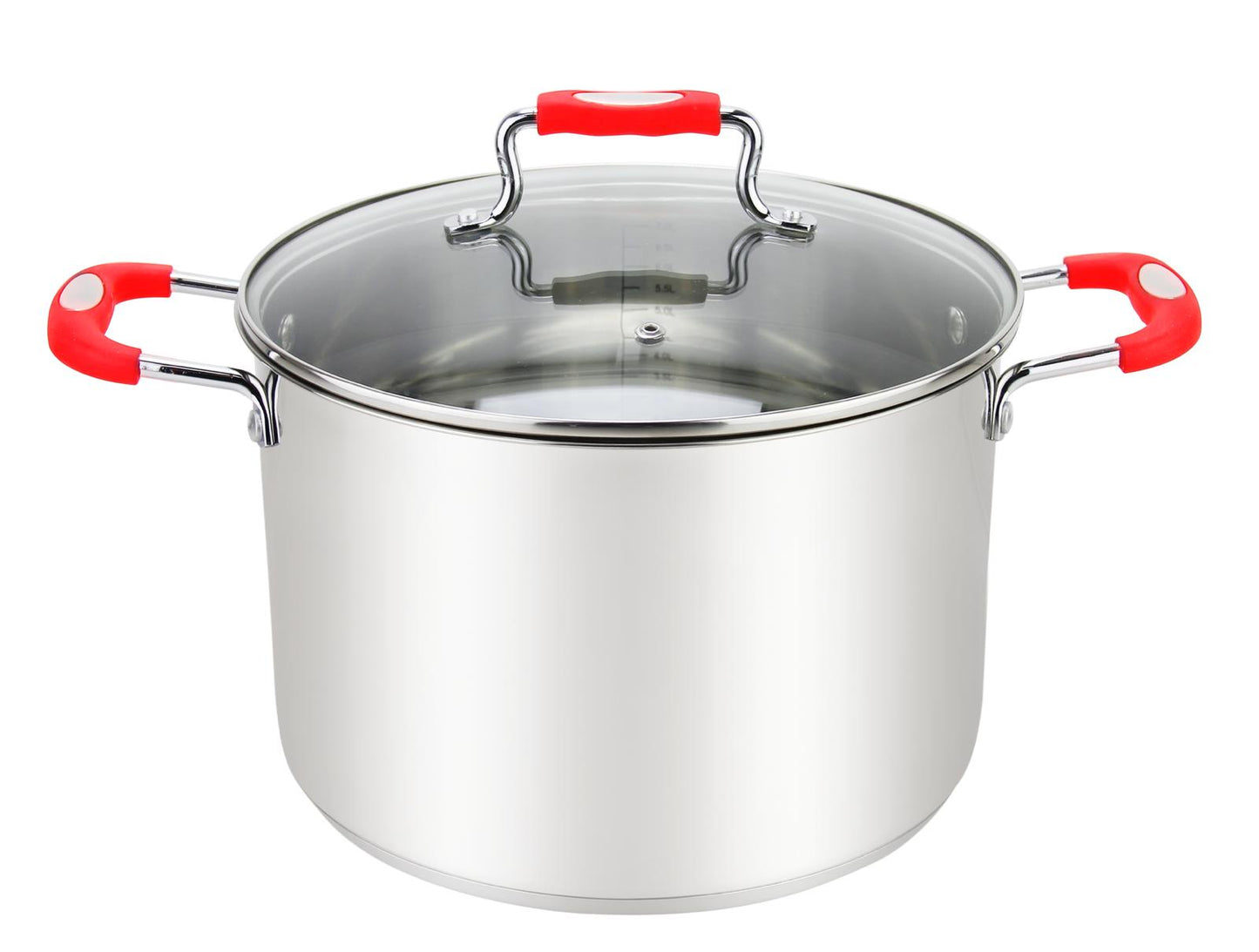 MU-30-17/R - Millvado-Urban Ss Stock Pot/W Glass Lid Silicone Handles, Red,17 Qt ,11.8""X9""