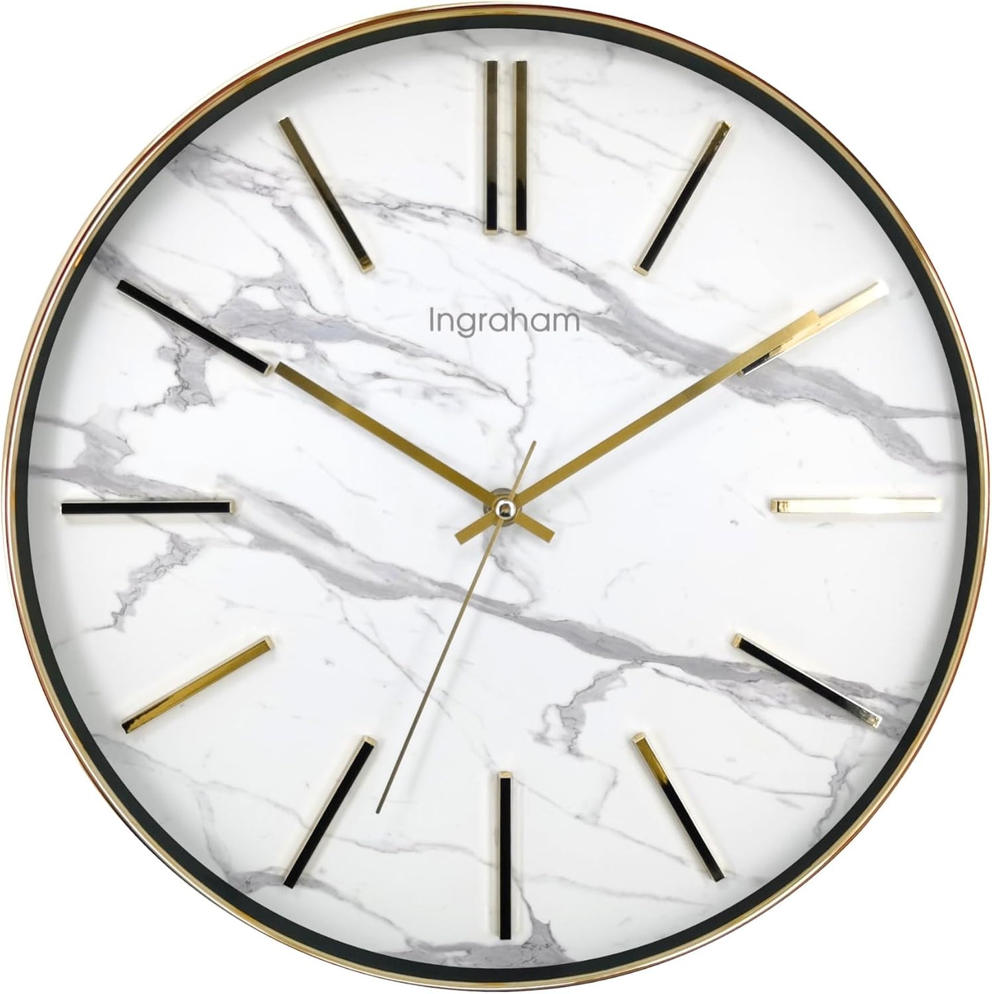 WESTCLOX60003 - 14" Gold/White Marble Wall Clock