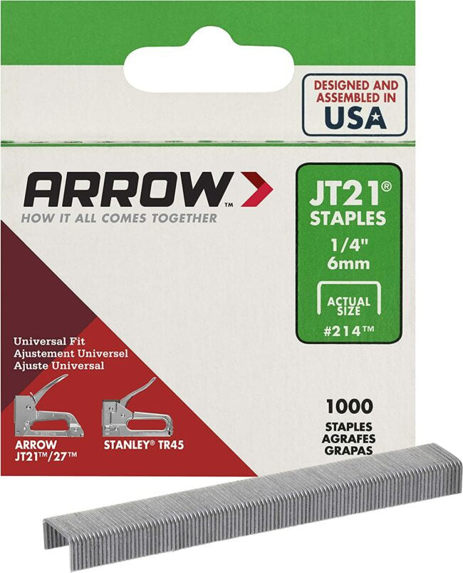 AFC-214 - ARROW STAPLES- JT21-1000 ct – 1/4″ #214