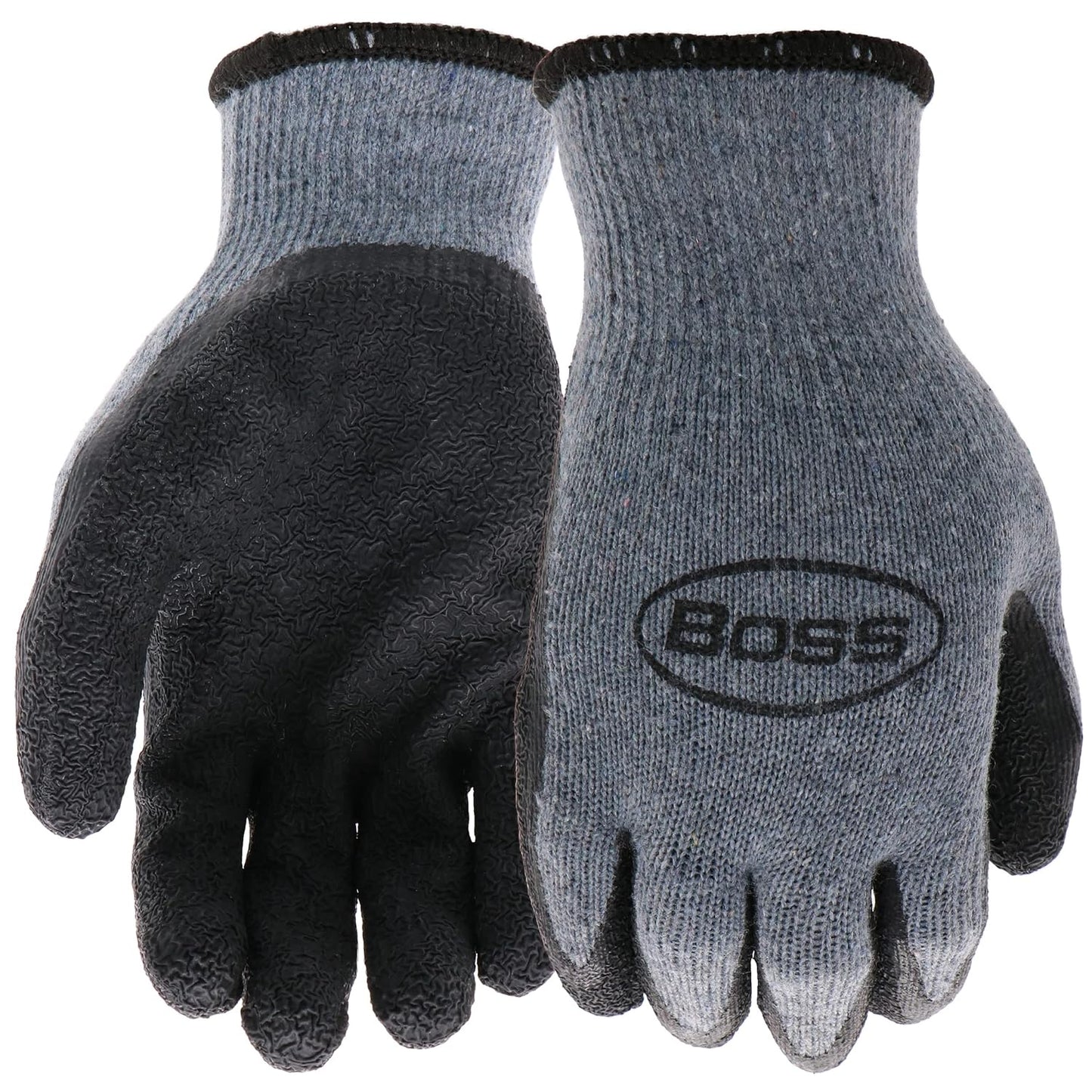 BOSS32041-XL - String Knit Latex dipped Glove, X-large, Gray
