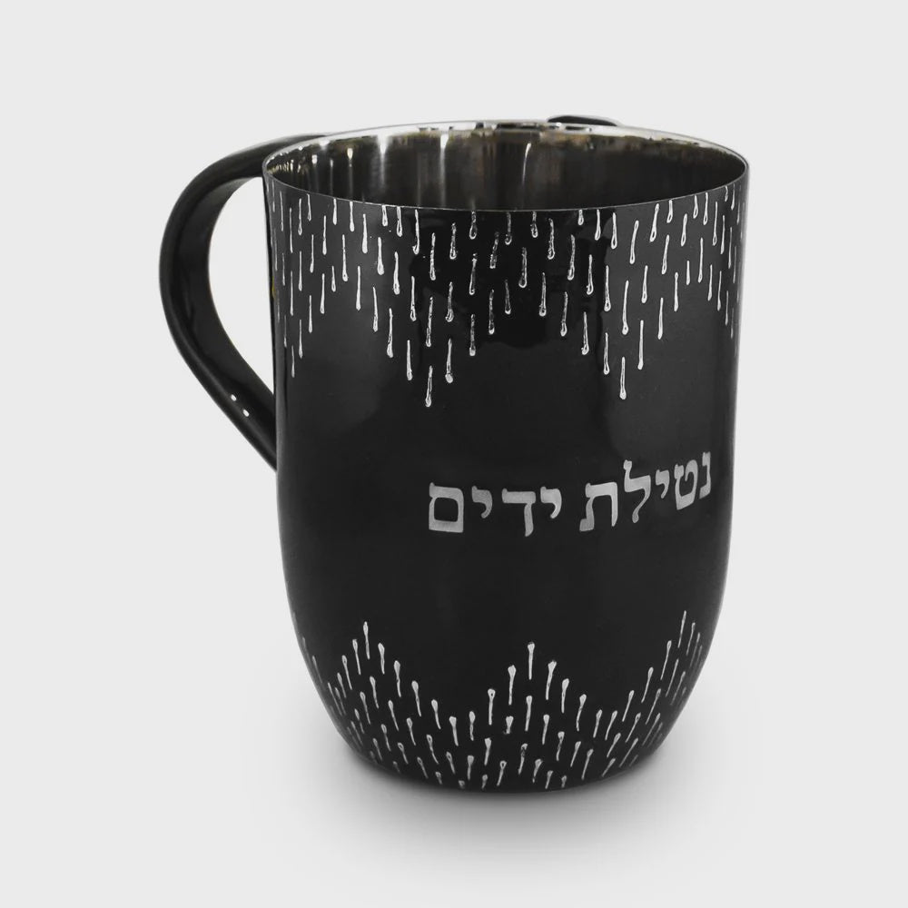 J-WCSS-01-SBLK - Black Wash Cup with Drizzle Design
