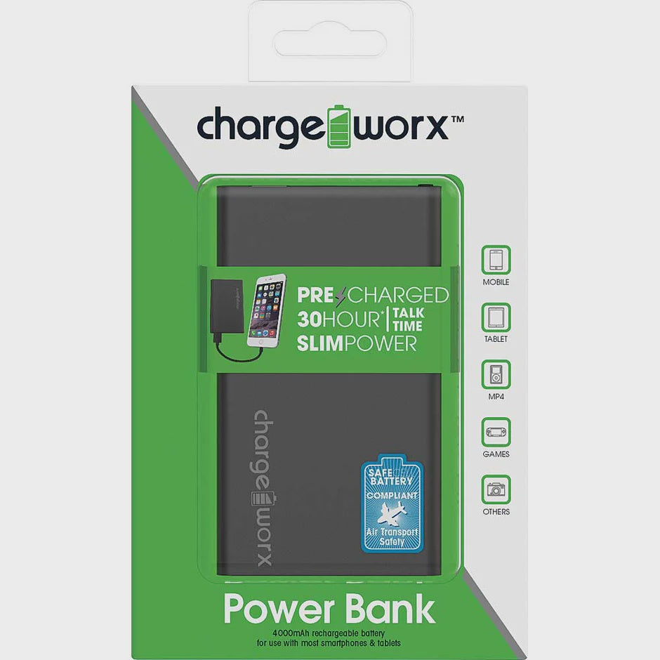 CHA-CX6585BK - PowerBank 5000MAH Slim LED Indicator w Cable Black