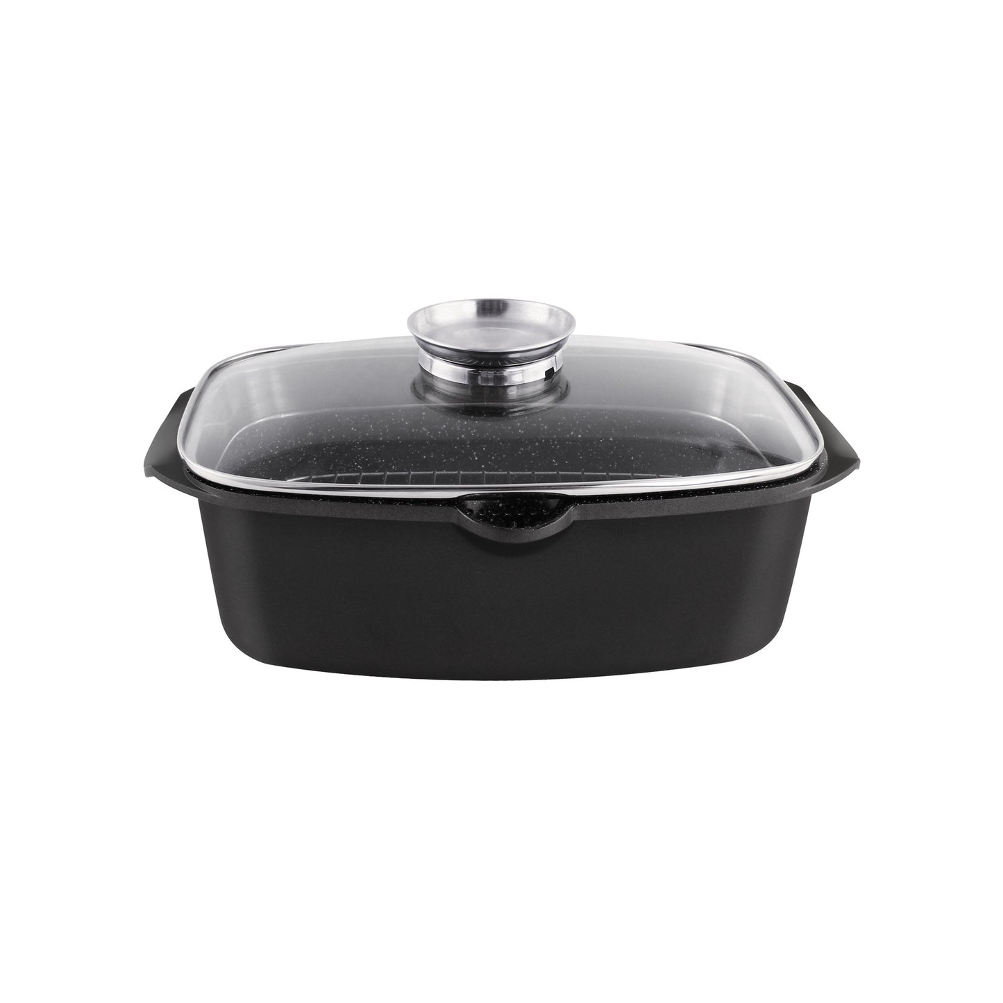 HR145-1 - Steamed Roasting Pans Square Pot Maifan Stone Non-stick Aluminum Pot with Steaming Rack
