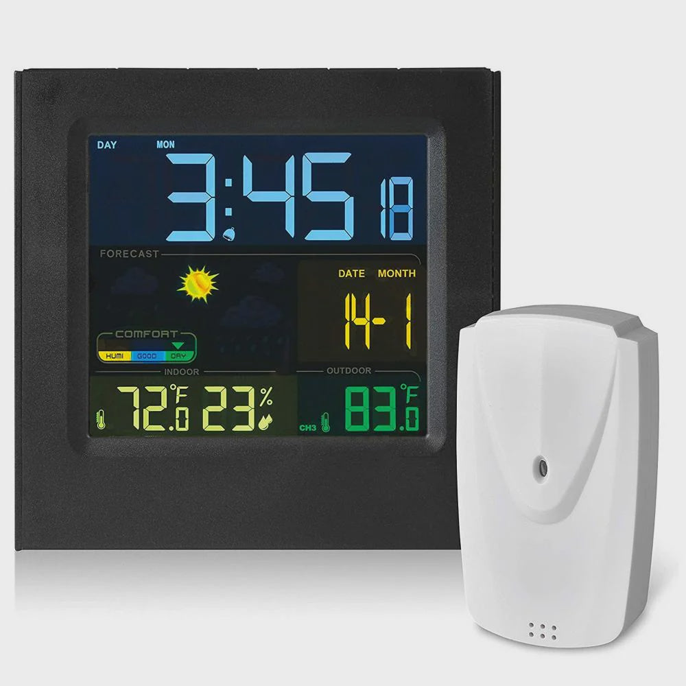RCARCWS30A - RCA Wireless Weather Station Alarm Clock with Full-Color Display