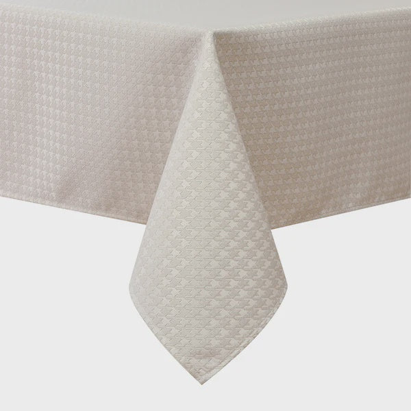 TC1374-70108 - Tablecloth Jacquard Houndstooth white gold 70" x 108"