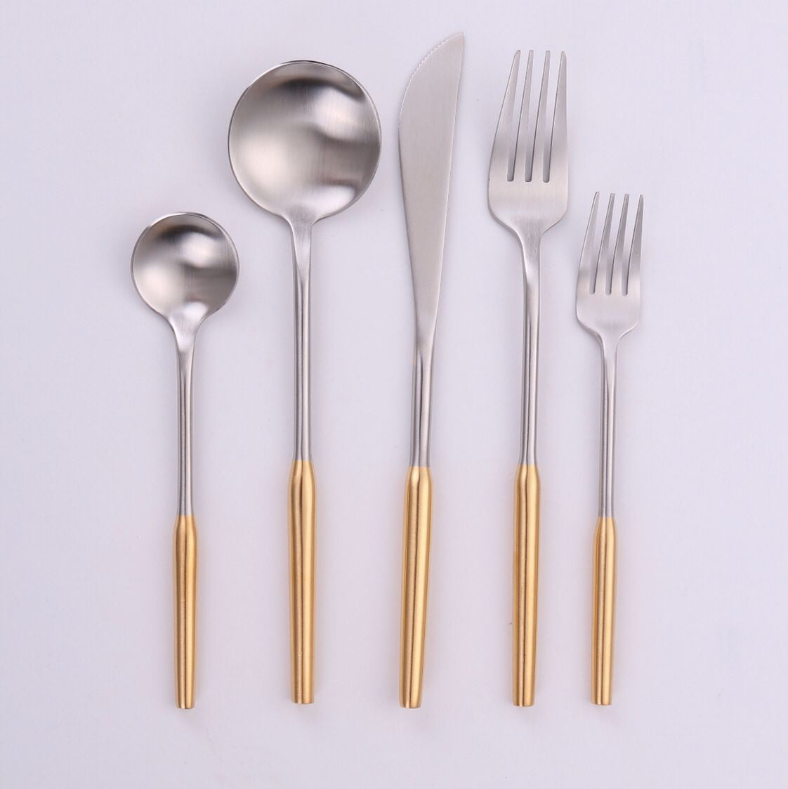 VF-20-AGS-SET - Arlington, Brushed Gold And Silver, 18/10 Flatware, 20 Pc Set