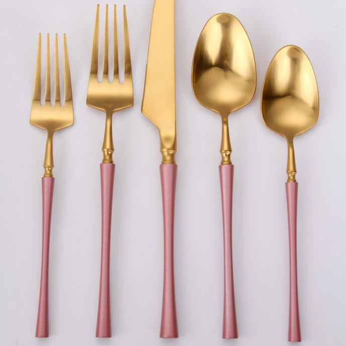 VF-30-IPG-SET - Irene, Two Tone Brushed Pink And Gold, 18/10 Flatware, 20 Pc Set,