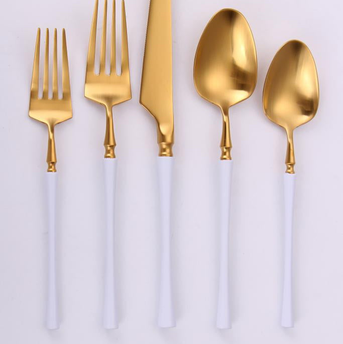 VF-30-IWG-SET - Irene, Two Tone Brushed White And Gold, 18/10 Flatware, 20 Pc Set