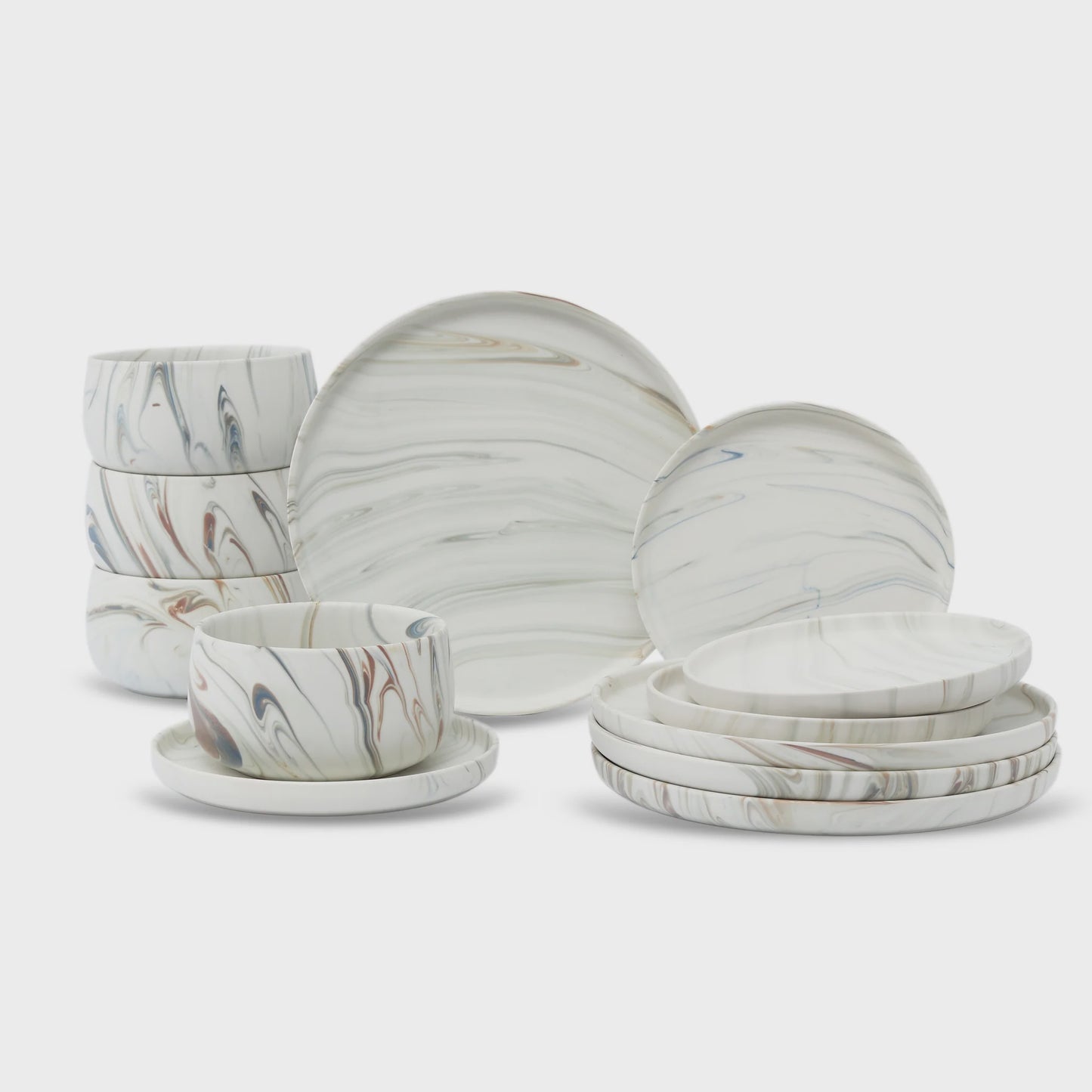 LH576 - 12PC. MATTE MARBLE DISHES ST/4