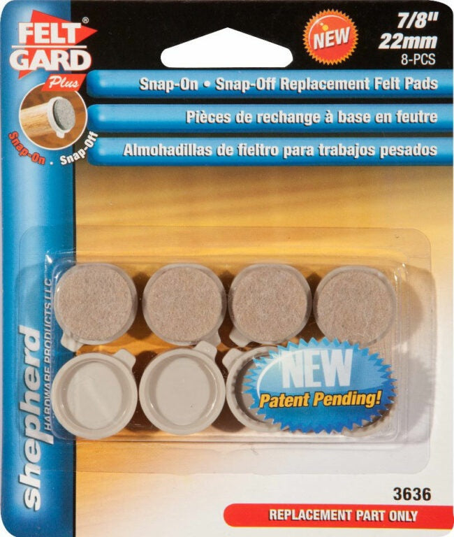 SH3636-CD/8 - FELT-SNAP-ON/OFF REPLCMNT PADS 7/8″