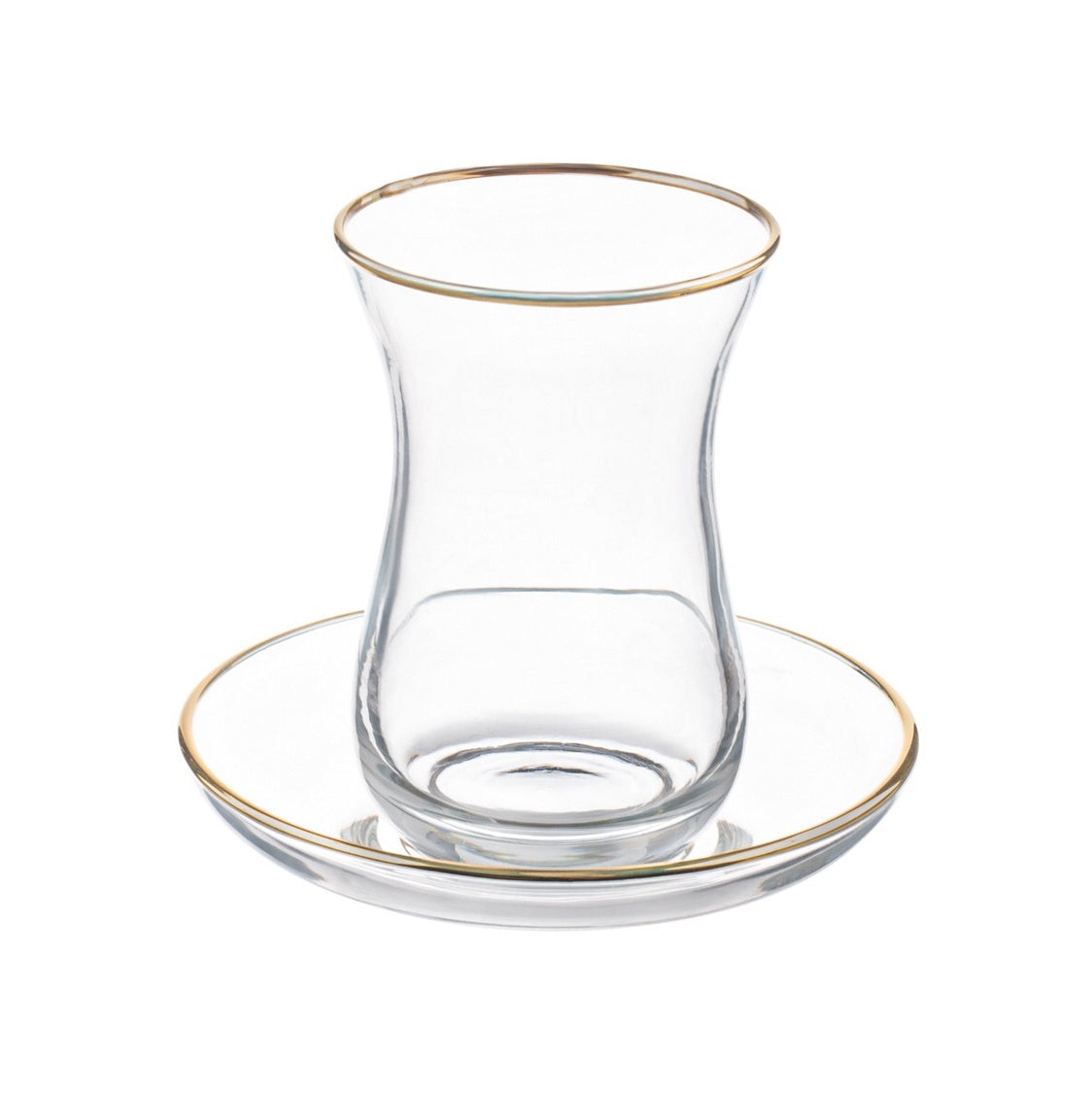 VK-CAYS-5 - Vikko - CAYS Glass Teacup and Saucer W Gold Rim 5.5 Oz , 6 PK