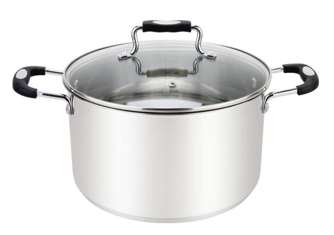 MU-18-3/BK - Millvado-Urban SS Stock Pot /W Glass Lid Silicone Handles, Black, 3 Qt, 7"" X 4.3""