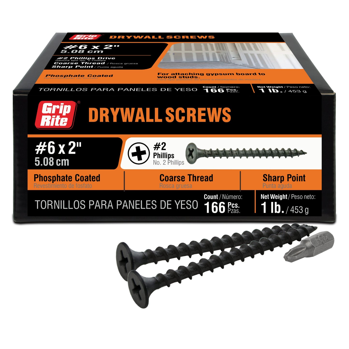 2CDWS1 - #6 x 2-in Bugle Coarse Thread Drywall Screws 1-lb ( 166 -Pack )