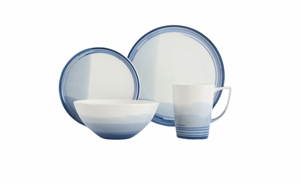 VC-1609-IB - Vikko Classic - Island Blue Fine Porcelain 16 Pc Dinnerware Set,