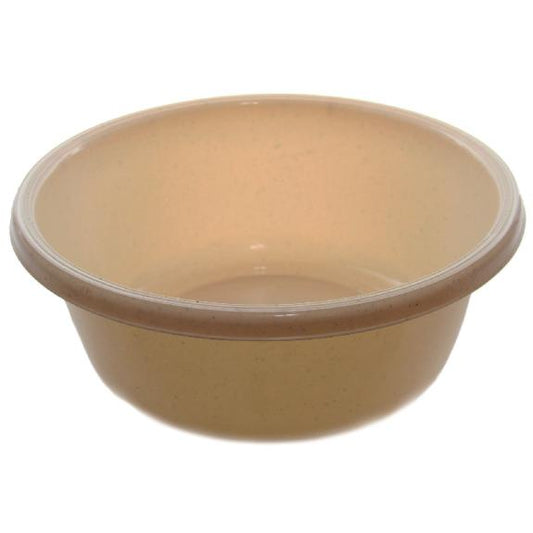 1147 - Round Plastic Wash Basin 9.75in beige w dots