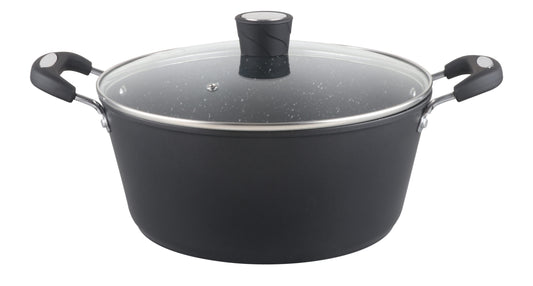 MR-04-BK - Millvado - Rainbow Black, Non Stick Pot/W Glass Lid, Soft Grip Handle 4.5 Qt