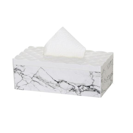 1235 - Tissue Box White W/ Marble Printing 10 x