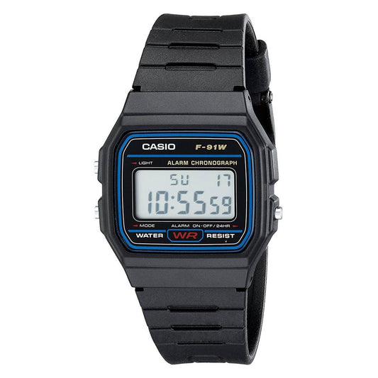 CASF91W-1 - Casio Mens Classic Black Digital Watch Resin Strap