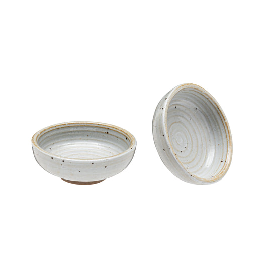 VS-PM3-7230 - Vikko Stoneware, Palm Mini Bowl, Cream White With Speckled Brown, 3."