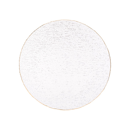 VD-1302-CG - Vikko Decor- Pine, Pebble Clear with Gold Rim, Glass Chargers, 13''