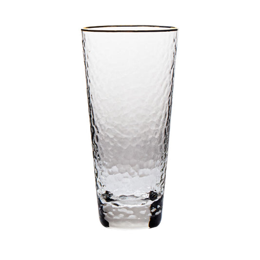 VD-2114-HGR - Vikko Decor - Gold Rim, Hammered Highball Glass, 14 Oz