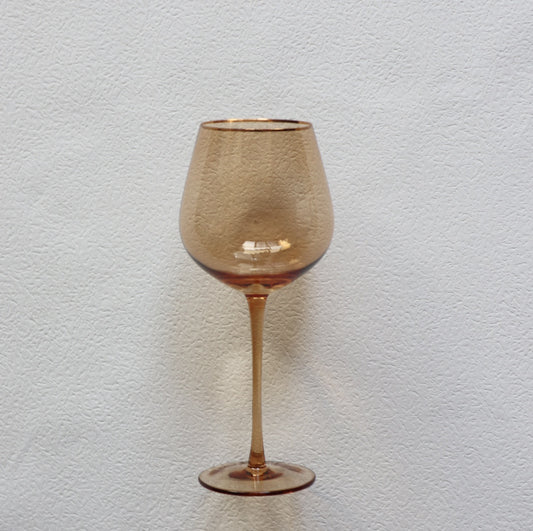 VD-P27-AM - Vikko Decor - Platinum, Amber with Gold Rim, Wine Glass, 27 oz