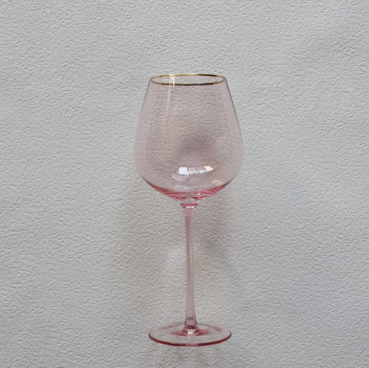 VD-P27-PI - Vikko Decor - Platinum, Pink with Gold Rim, Wine Glass, 27 oz