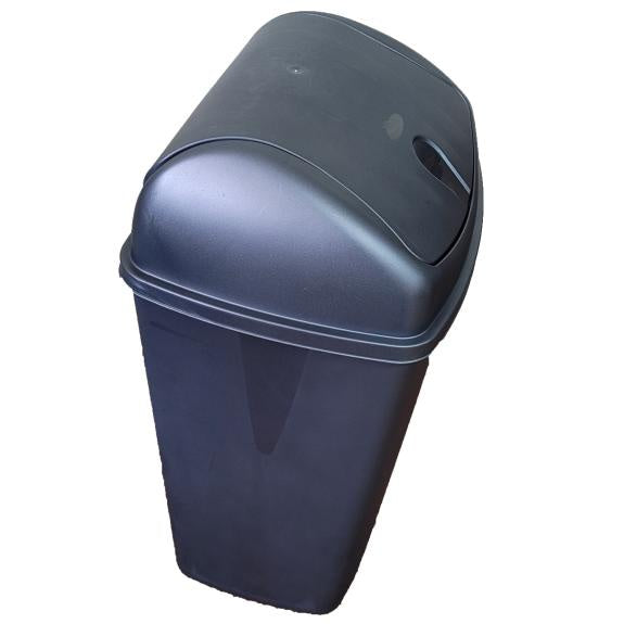1662 - Plastic Swing Trash Bin 50 Liter, Black