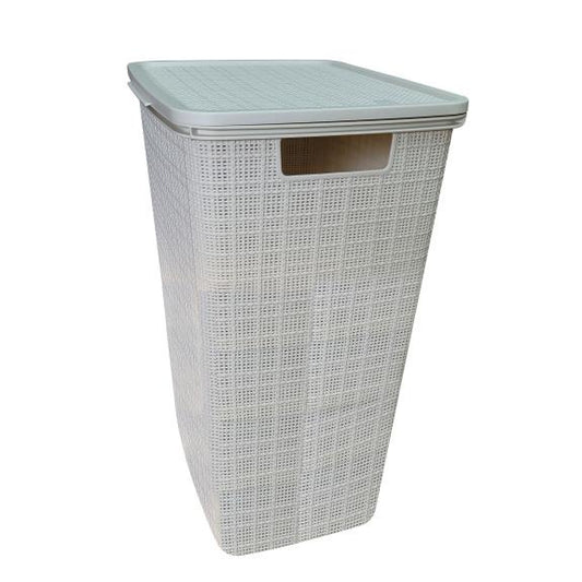 1663 - Plastic Laundry Basket, Beige