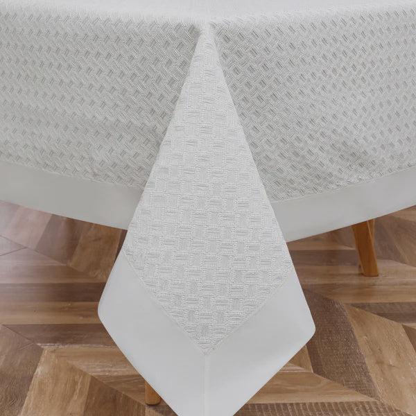 TC1730L-70120 - Tablecloth White Lace Twist Lined 70" x 120"