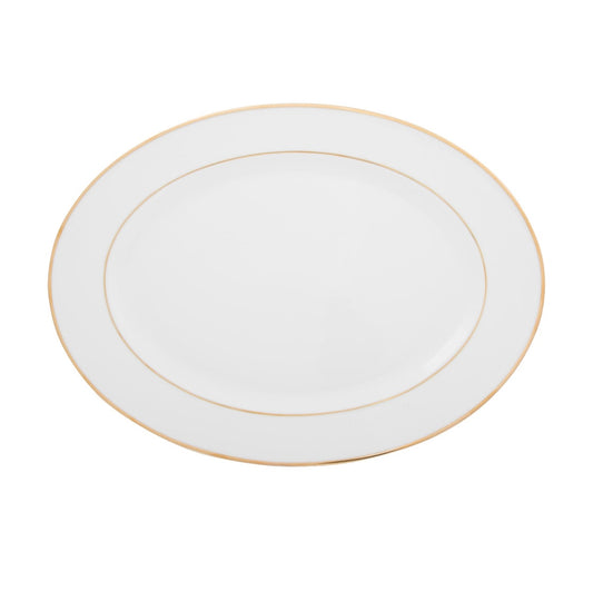 VL-2044-ODG - Vikko Luxe - Louise Gold, White, 14"" Oval Dish