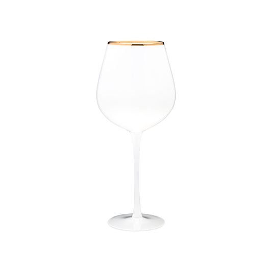 VD-P27-WH - Vikko Decor - Platinum, White with Gold Rim, Wine Glass, 27 oz
