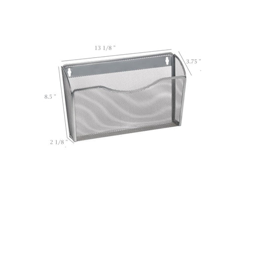 2446 - Single Pocket Wall File Mesh Silver