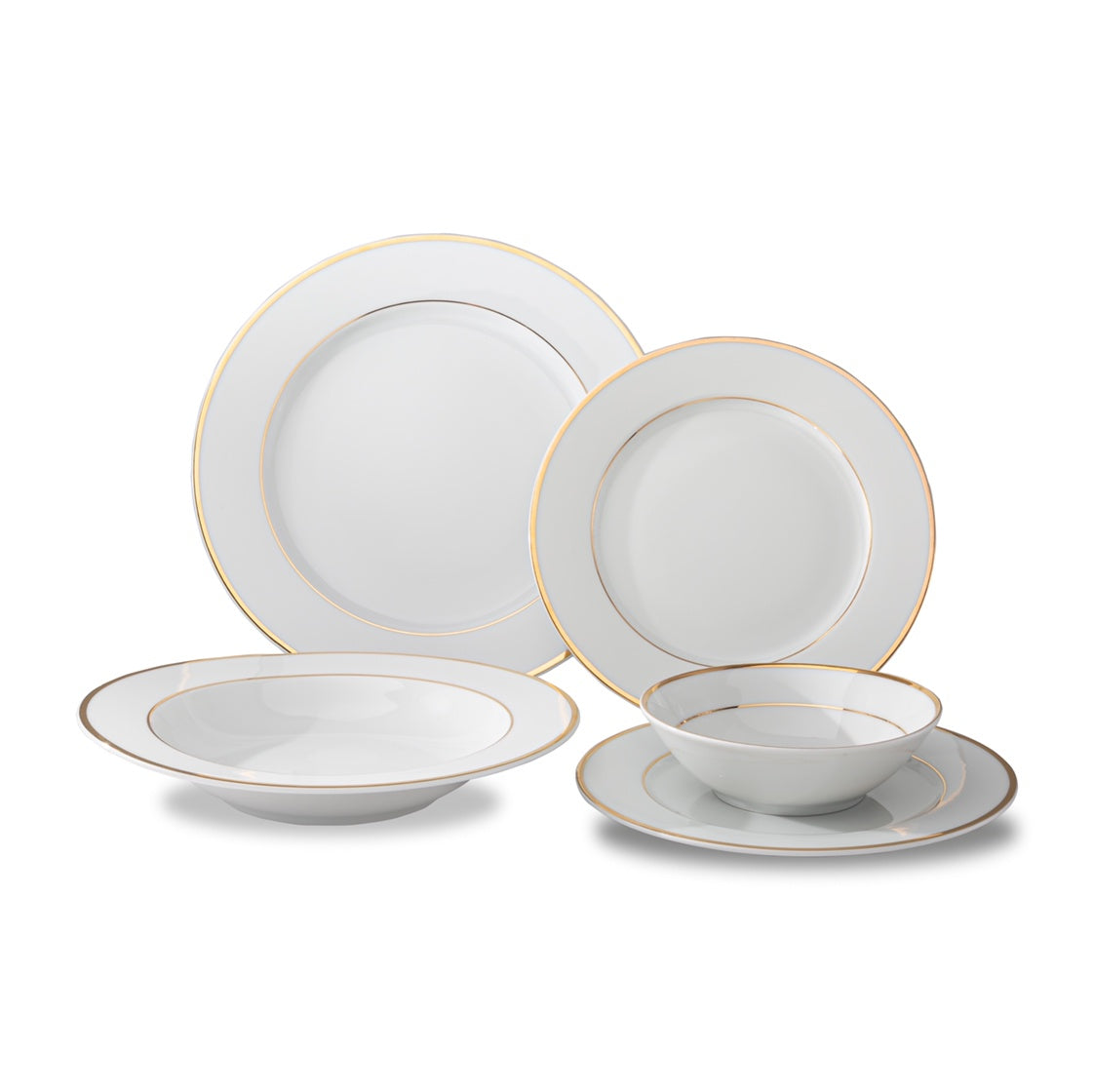VL-2044-LG - Vikko Luxe - Louise Gold, White, 20 Pc Dinnerware Set