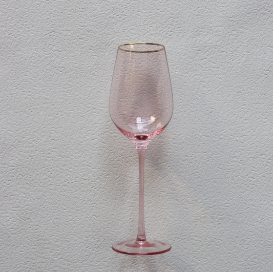 VD-P13-PI - Vikko Decor - Platinum, Pink with Gold Rim, Wine Glass, 13.5 oz